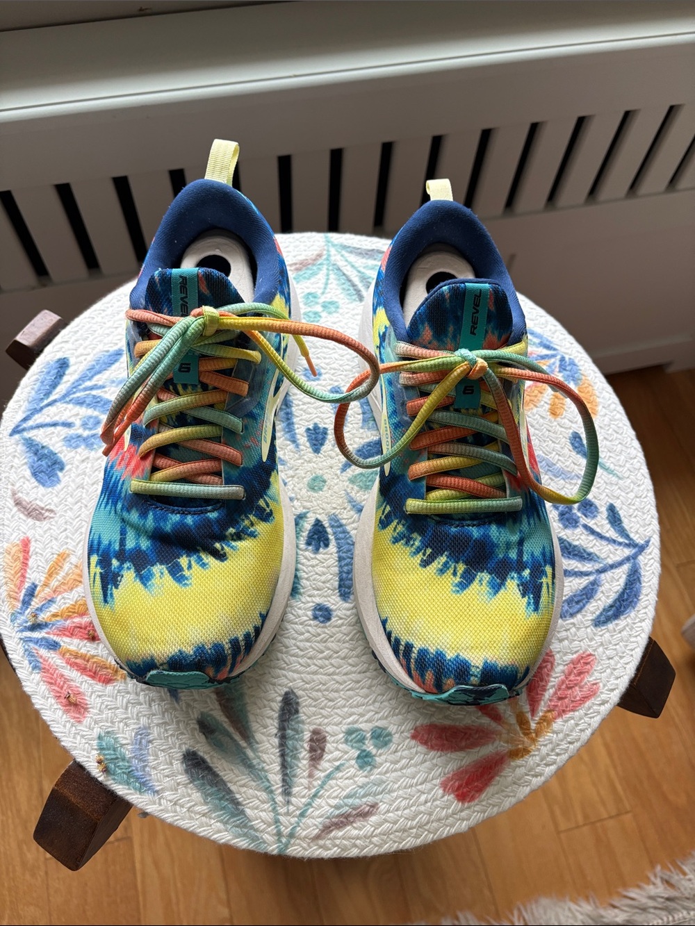 Brooks Women’s Revel 6 Tie-Dye Sneakers in Yellow & Blue